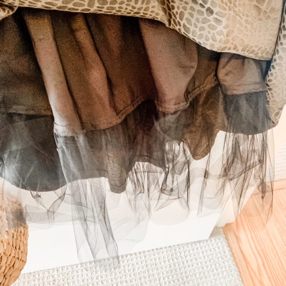 Paper Crown Anthropology Whimsigoth Textured Jacquard Dress w/ Tulle Underskirt - Picture 7 of 8